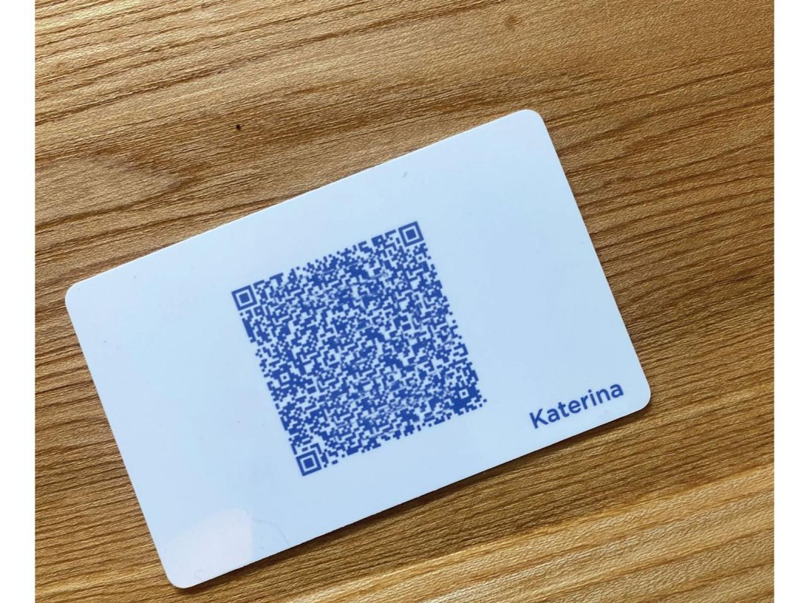 NFC card personalised with a custom QR code