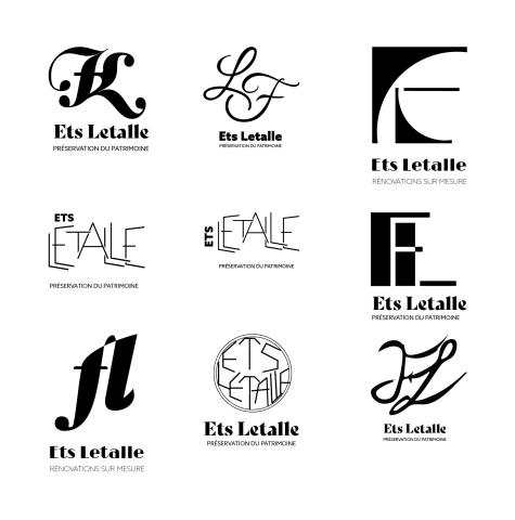 Ets Letalle ébauches de monogrammes en noir et blanc