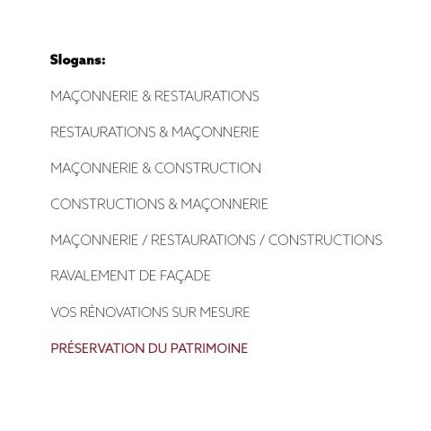 Ets Letalle semantics research over the words that best reflect the activity of the client image with various slogans